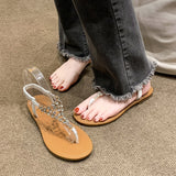 New Flat Transparent Rhinestones Pintoe Women's Sandals, Fashion Casual Light Beach Cool, Shoes