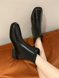 Women's Shoes White Ankle Boots Boots-Women Zipper Flat Heel Fashion Low 2023 Autumn Rock Rubber Leather Ladies Rome PU