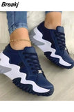 Platform Casual Sport Shoes Women's Plus Size 43 Lace Up Chunky Sneakers Wedge Non Slip Woman Vulcanize Shoes Zapatos
