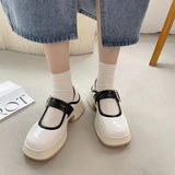 Womens Derby Shoes Autumn Female Footwear Clogs Platform Leather Fall Dress New Creepers Retro Basic Mary Janes Rubber PU Hoof