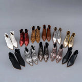 Gold Snake Print Ankle Boots For Women Wedge High Heels Boots Woman Runway Design Chunky Heels Botas Mujer Western