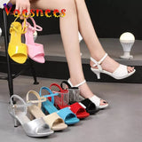 Sandals Women Shoes Size 43 Thin Heels Summer Naked Color Peep Toe High Heels Sexy Nightclub Party Slides Heels