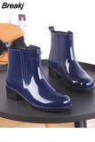Women Rain Boots Waterproof Rubber Sole Low Heel Winter Shoe Female Middle Tube Fashion New Brand Design Ankle Boot