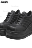 Design Gothic Style INS Hot Sale Fashion Boots Women Shoes Autumn Punk Black High Heels Platform Wedges Boots