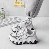 Reflective Platform Sneakers Women Shoes Korean Lace Up Sport Chunky Sneakers Mixed Color Women's Casual Vulcanize