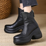 Breakj Small Thick-Bottomed Leisure Boots Round Head Zipper Ultra-High And Temperament Warm And Comfortable Chelsea