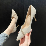 2023 New Summer Women's Stiletto High Heels Thin Heels Artificial Leather Pointed