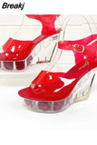 High Heeled Women Sandals 2023 European Style Sexy Nightclub Queen High Heel Crystal Pump Solid Color Lady Sandals