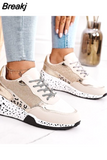 Women Sneakers 2023 Leopard Print Lace-Up Women's Vulcanize Shoes Platform Sports Ladies Sneakers Breathable Plus Women
