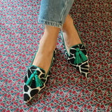 Size40-43 Women Shoes 2024 New Flat Shoes Low Heel Pointed Cow Pattern Tassel Casual Single Shoes Platform