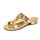 For Women Wearing High-Heeled Slippers In The Summer Of 2024, The New Medium-Heeled Sandals, Crystal Thick Heels, Diamond Sandals And