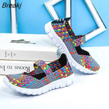 Size Women Flat Shoes 2023 Fashion Elastic Band Weave Shoes Women Comfort Flat Shoes Women Casual Loafers Zapatos De