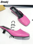 Outside Green Summer 2023 Mules Women's Slippers and Ladies Sandals with Heel Slides Leather New Fashion Unique Y Casual
