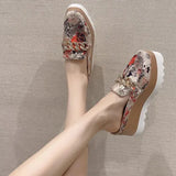 Womens Sneakers Shoes Wedge Basket 2024 Platform Tennis Female Roses Fashion Thick Sole Silver Trainers High Lace-Up Fabric PU