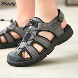 Men's Sandals Summer Genuine Leather Sandals Breathable Men Brand Shoes Plus Size Sandals Soft Outdoor Men Roman