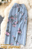 Print Jeans Women Vintage High Waist Denim Long Pants 2023 Fashion Autumn Casual Wide Leg Full Length Denim