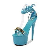 Decoration Buckle Strap Women Shoes New Chunky Heel Sandals Summer Platform High Heels Nightclub Party Pole Dance