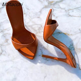 Heel Slippers Women Shoes Summer Peep Toe Mixed Colors Stiletto Sandals Sexy Party Ladies Shoes Luxury Woman