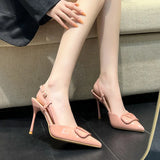 Breakj High Heel Fine Tip Shoes 2025 Spring New Women's Single Shoes Hollow Shoes V Buckle Dunk