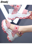 Platform Sandals Women 2023 New Summer Chunky High Heels Female Wedges Shoes for Women Fish Toe Red Sandalia