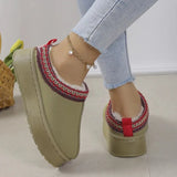 Women Plush Warm Snow Boots Winter 2023 Thick Bottom Non Slip Faux Suede Slippers Shoes Woman Comfort Slip On Platform