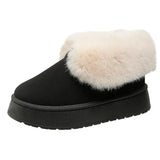 Womens Warm Fur Lined Winter Snow Boots Chunky Platform Plush Ankle Boots Women Thick Bottom Non Slip Cotton Padded Shoes