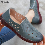 Summer Genuine Leather Shoes New Fashion Women Shoes Woman For Mom Women's Flats Comfortable Handmade Pregnant Hole