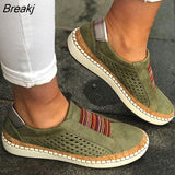 Women Slip on Sneakers Shallow Loafers Vulcanized Shoes Breathable Hollow Out Casual Ladies Shoes Woman Plus Size43