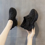 Women's Shoes 2023 Autumn New Casual Small White Shoes Rhinestone Platform Sports Air Cushion Shoes Plus Size Zapatos De