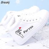 Women Snow Boots Winter Plush Keep Warm Cotton Shoes Lace Up Velvet Ankle Boots Platform Student Leisure Zapatos De Mujer