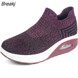 Women Casual Shoes Fashion Mesh Breathable Wedge Sneakers Lightweight Comfortable Air Cushion Loafers Tenis Fashion