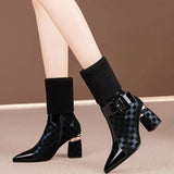 High Heels Ankle Chelsea Boots Women Sexy Pointed Toe Shoes Winter 2024 New Designer Party Chunky Zip Botas Pumps