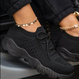 Mesh Women Platform Breathable Solid Color Couple Lace-Up Climbing Hiking Jogging Shoes Zapatillas Deportivas