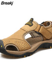 Men Summer Shoes Genuine Leather New Men Sandals Beach Fashion Slippers Outdoor Non-slip Casual Driving Shoes Big Size