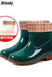 Rain Boots Women's Low-Cut PVC Beef Tendon Platform Solid Color Work Shoes Waterproof Rain Boots Thick Bottom for
