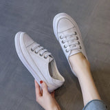 Women Genuine Leather Sneakers Large Size Little White Shoes Fashion Ladies Vulcanized Shoes Woman Summer Flats