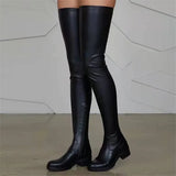 New Skidproof Platform Easy Walk Stretch Lug-Sole Over The Knee Boots Women Black White Shoes Fashion Leisure Cool Size