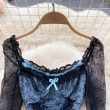 Hollow Out Floral Lace Mini Bodycon Dress for Women Elegant Square Collar Slim High Waist Drawstring Ruched Party