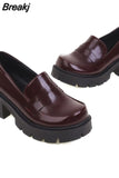 Women Loafers Shoes Brand New Dropship 2023 Spring Fashion Sweet Lolita Cosplay Walking Comfy Chunky Heels Women