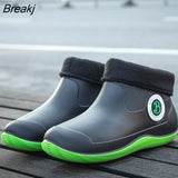 Men's Rain Boots Winter Warm Snow Boots Non-Slip Men Rain Shoes Waterproof Rainboot Women Water Boot Rubber Work