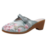 Breakj Summer New High Heel Wedge Heel Embroidered Cloth Slippers Women's Sandals Embroidered Cloth