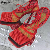 Cross-tied Women Sandals High Heels Women's Shoes Ankle Cross Strap Sandals Female Ladies Peep Toe Party Shoes