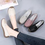 For Women 2023 Summer Leather Slip On Beige Casual Walking Ladies Shoe Fashion Non-Slip Soft Sole Loafers Zapatos