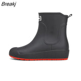 on Rain Shoes for Women Ankle Boots Fashion Outdoor Non-slip Platform Rain Boots Garden Galoshes Woman Work Rubber