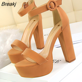 Women High Heels New Ladies Shoes Fashion Sandals Sexy Nightclub Party Platform Wedding Shoes Pumps Square Heel Peep Toe