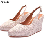 Fashion High Heels Women Party Shoes Pointed toe Pumps Brand Ladies Wedges Elegant Woman Wedge Heel 10cm Plus Size 42