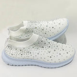 Fashion Crystal Platform Sneakers Women 2024 Plus Size Breathable Mesh Flats Woman Comfy Slip On Non-Slip Running