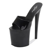 Slippers Women Shoes Summer PU Patent Leather Slipper Women High Heels 20CM Platform Sexy Slippers Nightclub Party