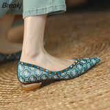 Retro Pointed Rivet Single Shoes for Women 2023 Spring/summer New Color Matching Low Heel Thick Heels Flat