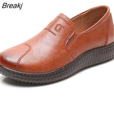 Women's Genuine Leather Casual Shoes Autumn Loafers Ladies Flats Classic Sewing Round Toe Outside Shoes Woman